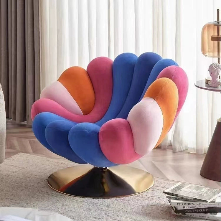 Light luxury leisure chair designer living room bedroom rotating anemone chair creative single sofa Nordic balcony lazy chair