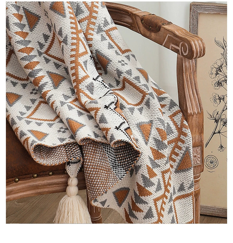 Thickened knitted Bohemian air conditioning blanket sofa blanket