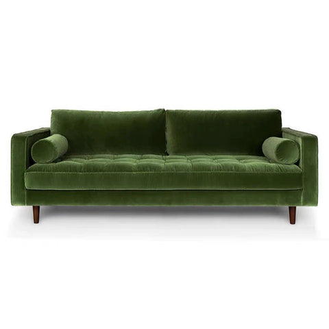 Velvet upholstered sofa