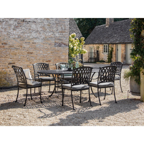 Black Cast Aluminium 6 Seat Elliptical Dining Setgarden