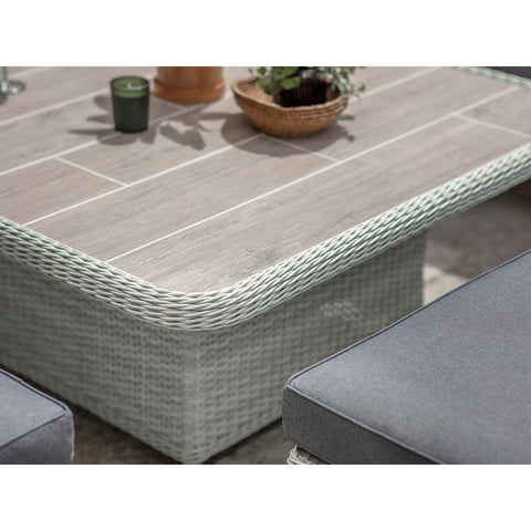 Cloud Rattan Corner Sofa with Square Dual Height Table & 2 Benchesgarden