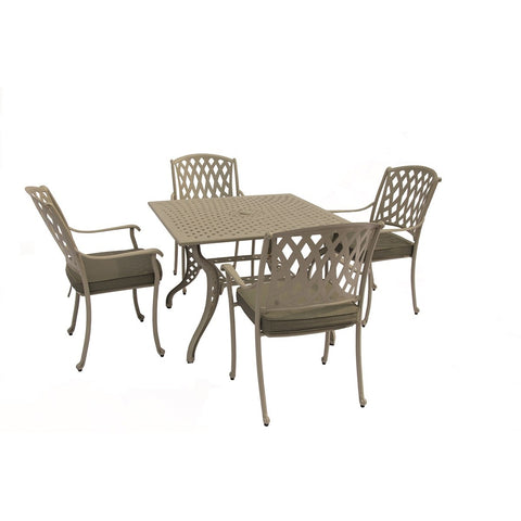 Stone Cast Aluminium 4 Seat Square Dining Setgarden