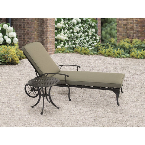 Black Cast Aluminium Lounger with Wheels & Side Tablegarden