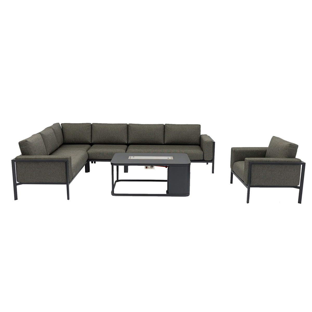 L-Shape Sofa Set with Rectangle Firepit Tablegarden