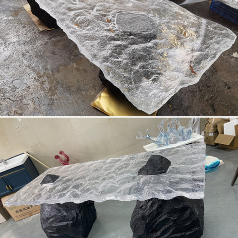 Transparent resin crystal tea table