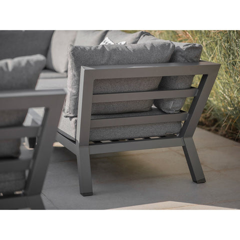 Marino L-Shape Sofa with Rectangle Piston Adjustable Height Table, Bench & Chairgarden