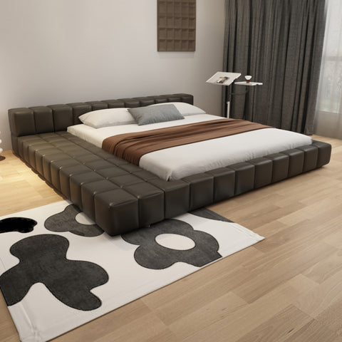 Italian minimalist leather bed