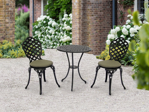 Black Cast Aluminium 2 Seat Compact Bistro Setgarden