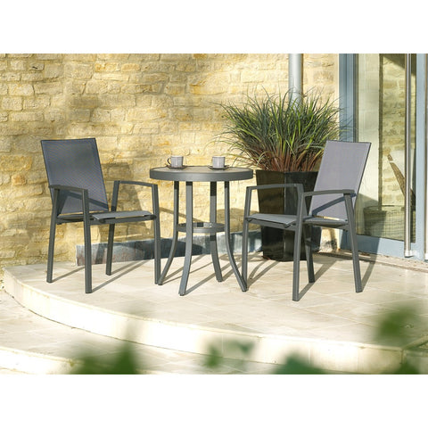 Textilene Round Bistro Table Set with 2 Armchairsgarden