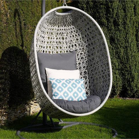 Monterey Dove Grey Rattan Single Hanging Cocoon garden