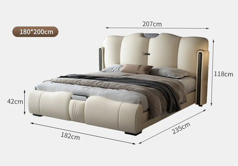 Modern high-end leather storage bed