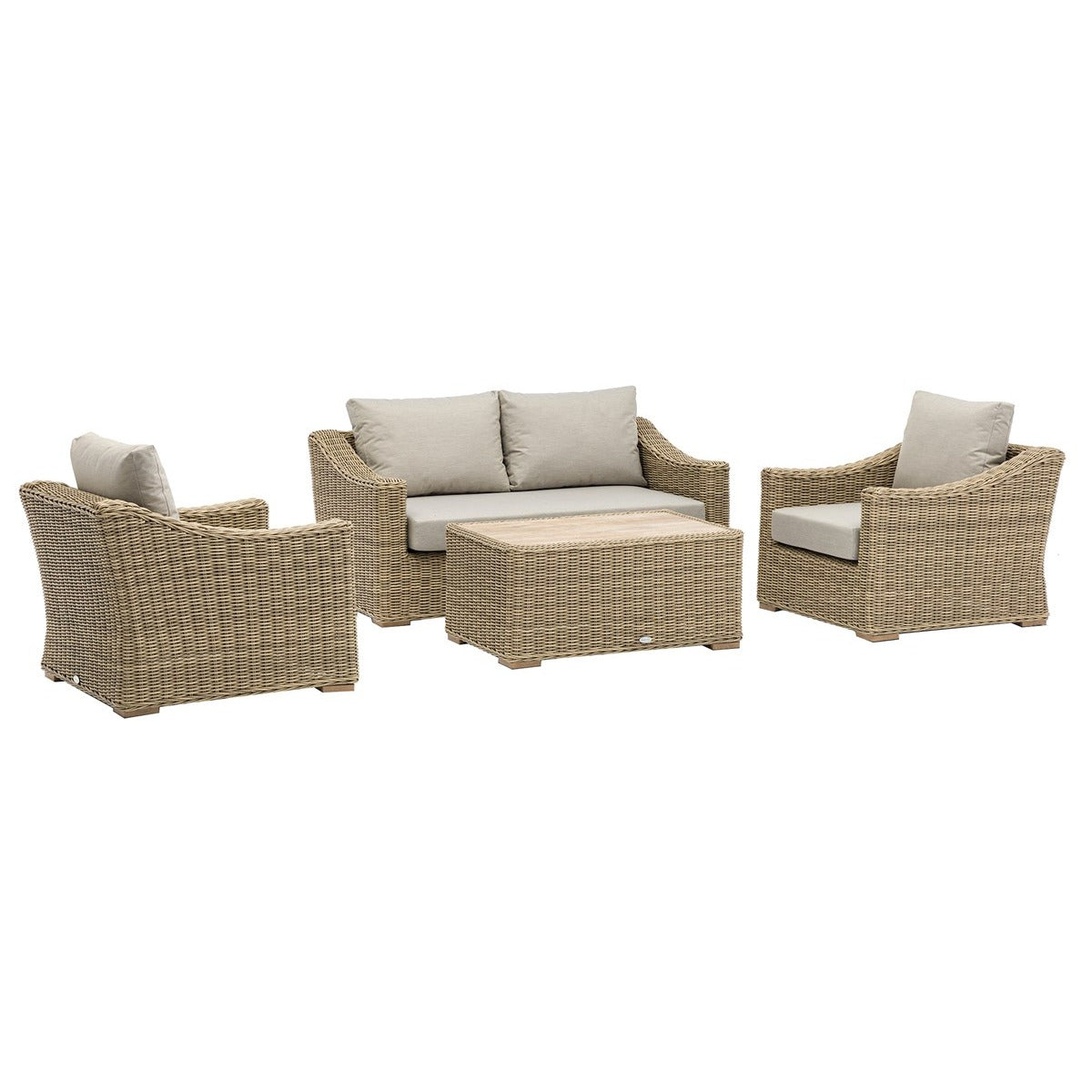 Rattan 2 Seater Sofa with Rectangle Coffee Table & 2 Armchairsgarden