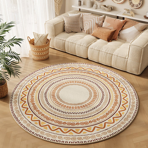 American Vintage Living Room Coffee Table Blanket Bohemian Round Carpet Computer Chair Mat Sofa Rocking Chair Floor Mat Foot Mat C