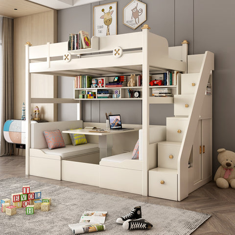 All solid wood simple upper and lower children's beds