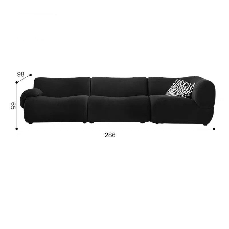 French retro fabric sofa without armrests straight row modern small apartment living room black module medieval sofa combination