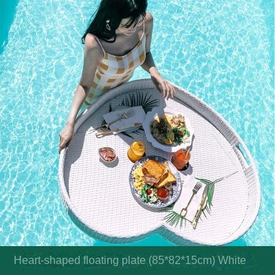 Simple Internet celebrity rattan basket floating round water tray Bali homestay hotel villa swimming pool dinner plate garden