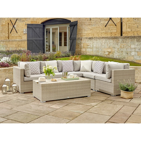 Nutmeg Rattan L-Shape Sofa with Rectangle Coffee Tablegarden