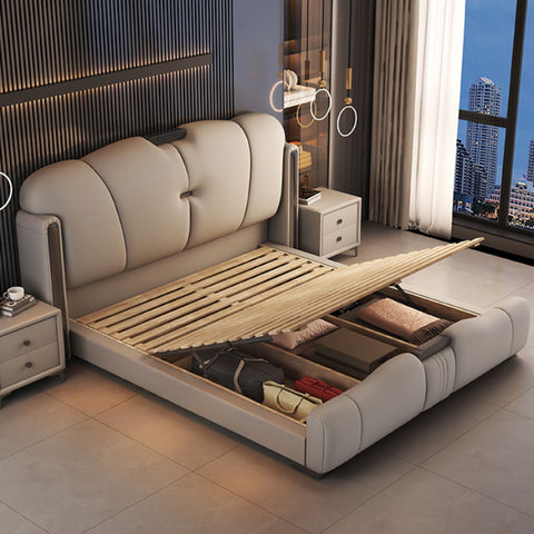 New high-end modern minimalist leather king bed