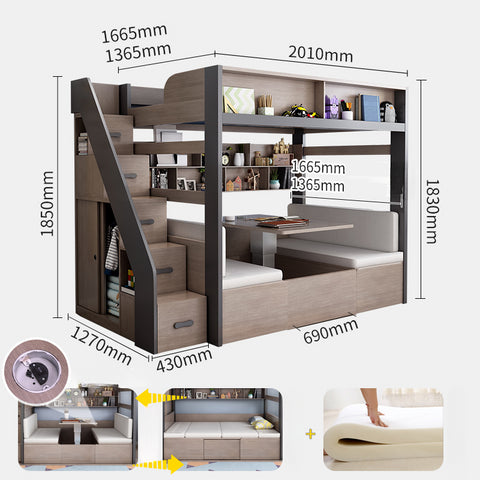 Simple modern upper and lower multi-function bed