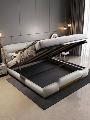 Modern minimalist high-end luxury leather king bed