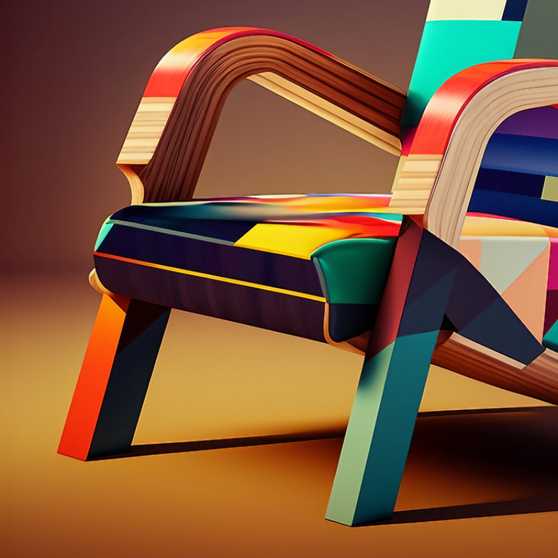 Abstract color block art leisure single chair