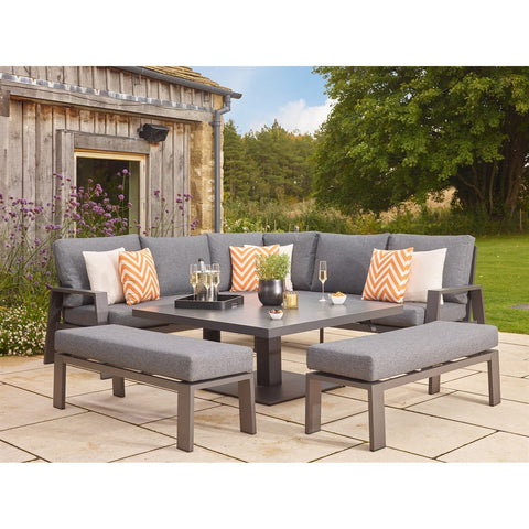 orner Sofa with Square Piston Adjustable Table & 2 Benchesgarden