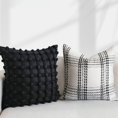 Premium black and white checked cushion cushion