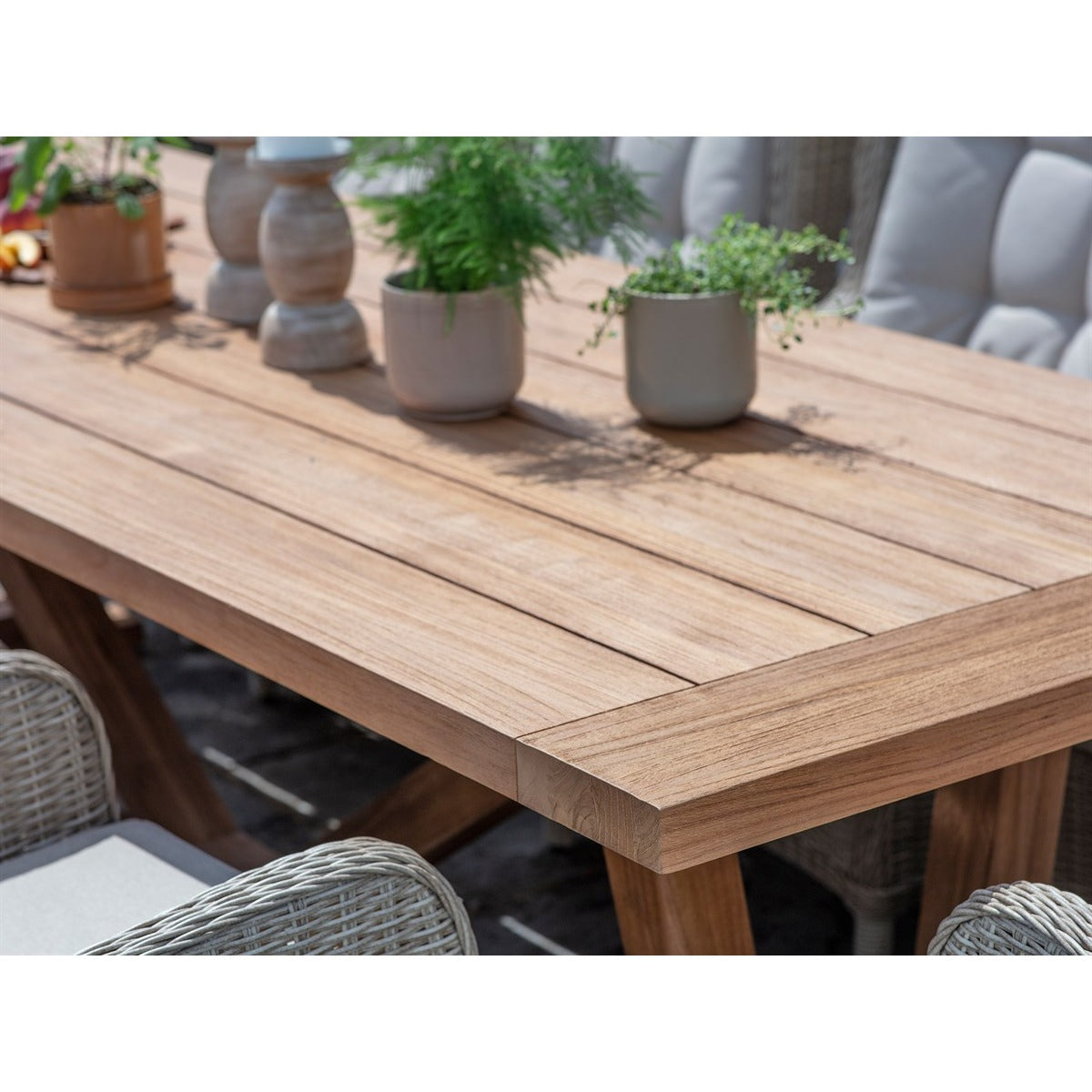 Teak Rectangle Table with 10 Chedworth Rattan Chairsgarden