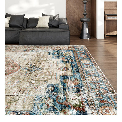 Retro living room carpet, bedroom, bedside high-end sofa, non slip floor mat