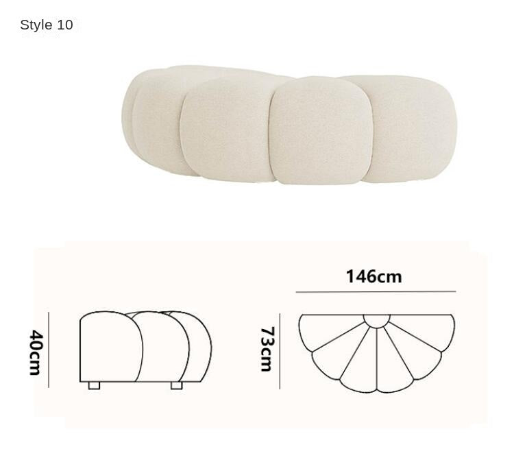 Nordic French fan S arc combination sofa hotel beauty salon art exhibition hall back to back double-sided sofa