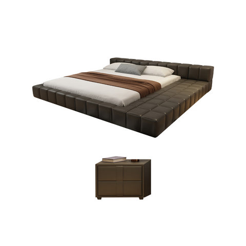 Italian minimalist leather bed