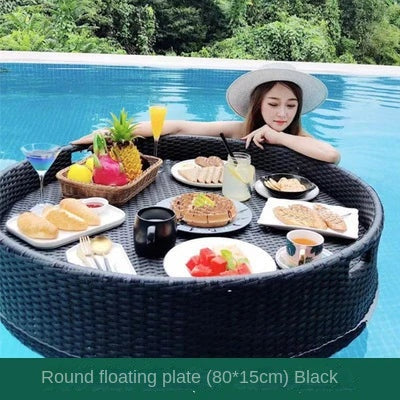 Simple Internet celebrity rattan basket floating round water tray Bali homestay hotel villa swimming pool dinner plate garden