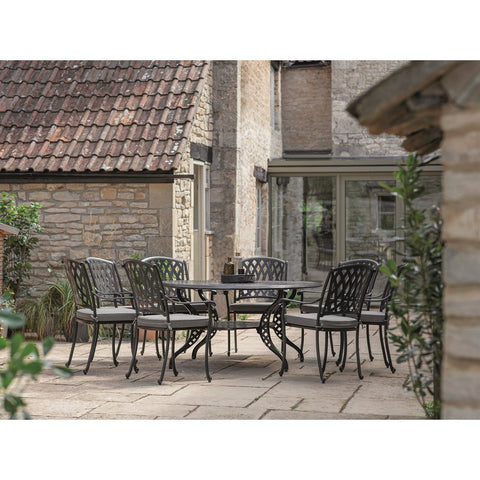 Black Cast Aluminium 8 Seat Elliptical Dining Setgarden