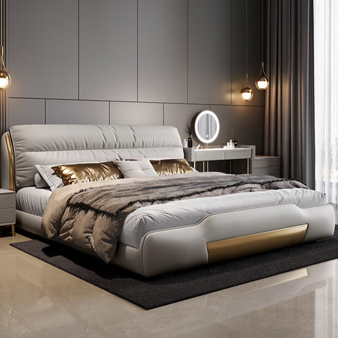 Modern minimalist high-end luxury leather king bed