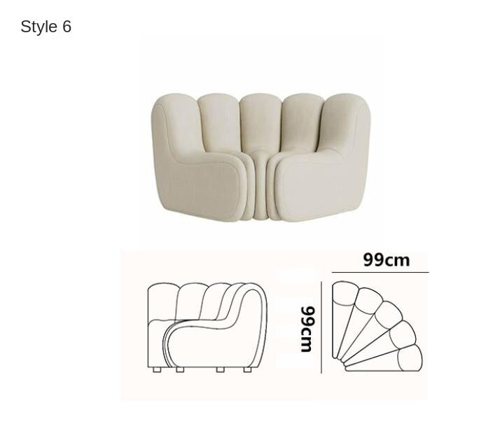 Nordic French fan S arc combination sofa hotel beauty salon art exhibition hall back to back double-sided sofa