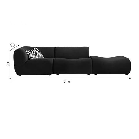 French retro fabric sofa without armrests straight row modern small apartment living room black module medieval sofa combination