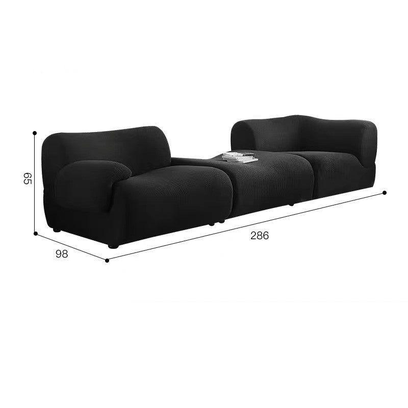 French retro fabric sofa without armrests straight row modern small apartment living room black module medieval sofa combination