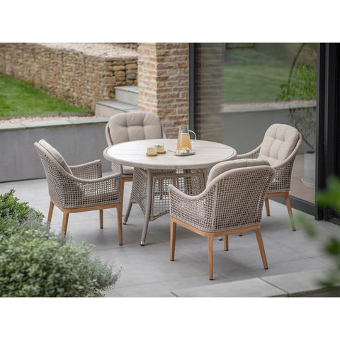 4 Seat Round Dining Set with Parasol & Basegarden