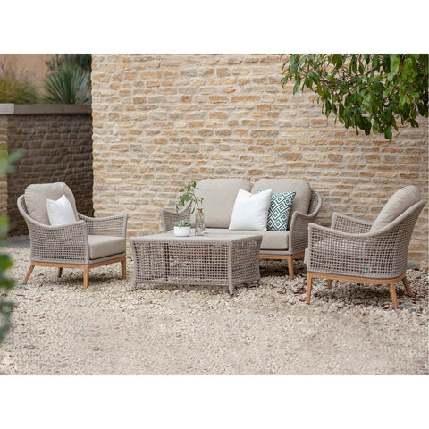 2 Seater Sofa with Rectangle Coffee Table & 2 Armchairsgarden