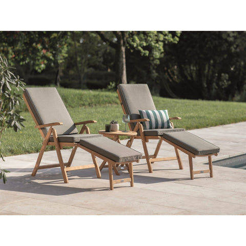 Teak Recliner Set with 2 Footstools & Side Tablegarden