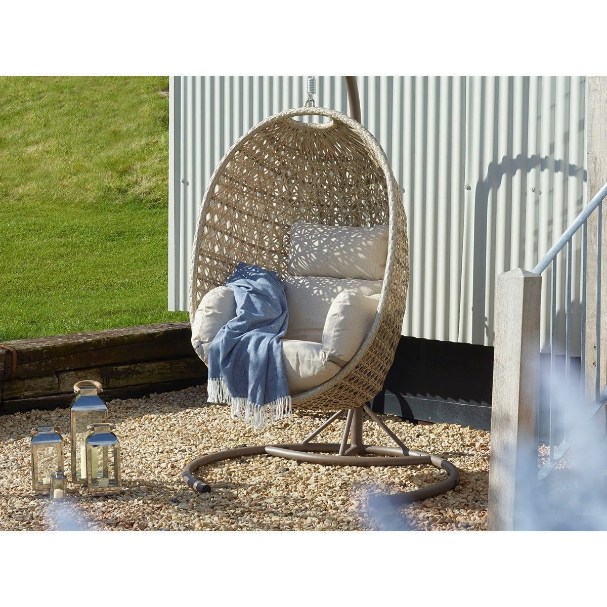 Sandstone Rattan Single Hanging Cocoongarden