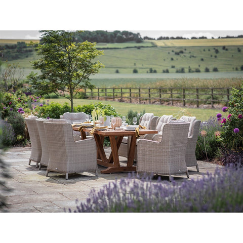 Teak Rectangle Table with 8 Chedworth Rattan Chairsgarden