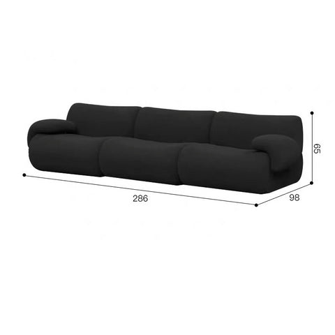 French retro fabric sofa without armrests straight row modern small apartment living room black module medieval sofa combination