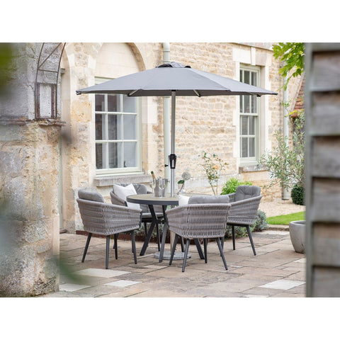 4 Seat Round Dining Set with Parasol & Basegarden