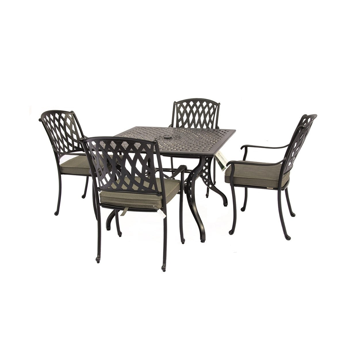 Black Cast Aluminium 4 Seat Square Dining Setgarden