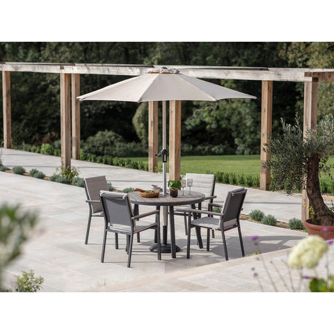 4 Seat Round Dining Set with Parasol & Basegarden