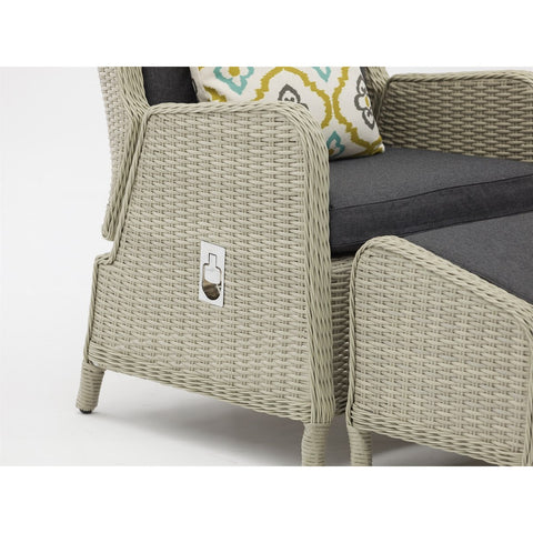 Dove Grey Rattan Deluxe Recliner Set with 2 Footstools & Side Tablegarden