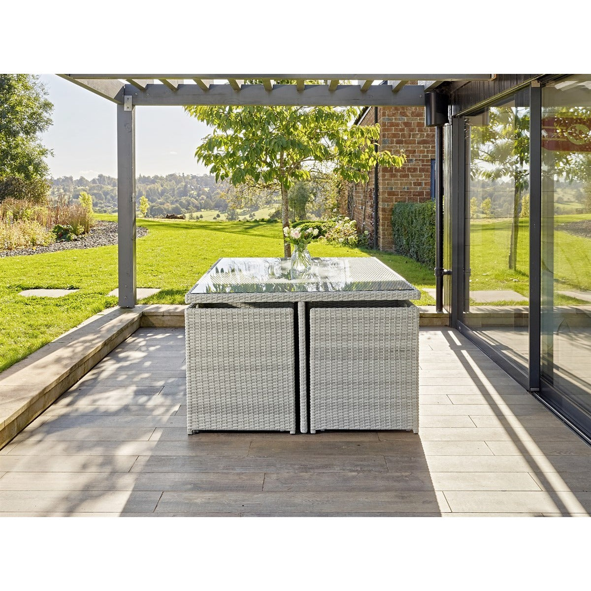 Cloud Rattan 6 Seater Cube Set with Stools / Footstoolsgarden