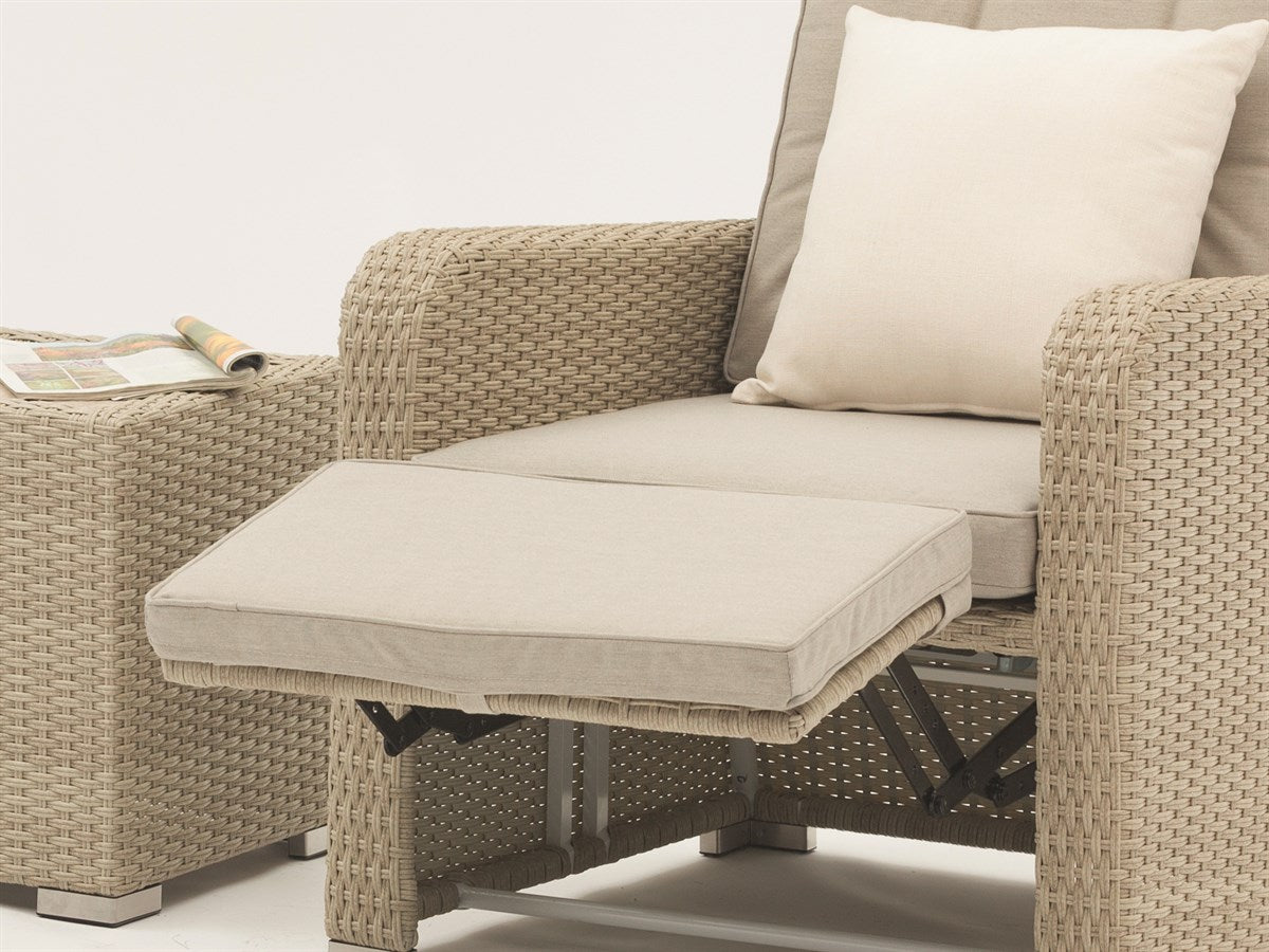 Nutmeg Rattan Recliner Set with Integrated Footstools & Side Tablegarden