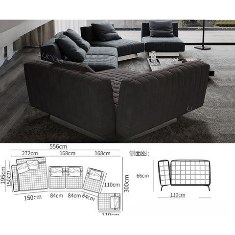 Italian minimalist leather sofa